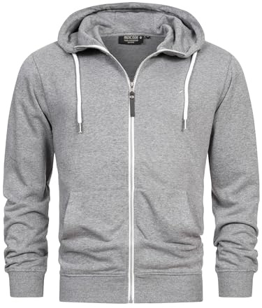 Indicode Herren INChristos Sweatjacke mit Kapuze und Reißverschluss | Hooded Jacket Kapuzenjacke für Männer Grey Mix, S