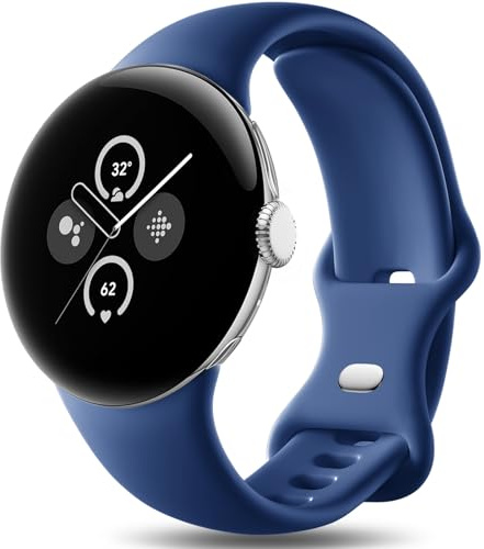 Easuny Armband Kompatibel mit Google Pixel Watch 2/1 Armband/Pixel 3/4 41mm | Verstellbares Weich Silikon Sport Ersatzarmband für Google Pixel Watch 3/4 41mm Armband für Damen Herren, Groß NavyBlau
