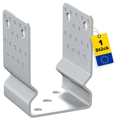 GRUNDLINE U Pfostenträger aufschrauben - Pfostenanker PSSOZ - 141x120x150 - Pfostenhalter - U Profil Stahl - Bodenanker für Holzpfosten - Pfostenschuhe - Stützenfuß Zaunpfosten - Stützenschuh