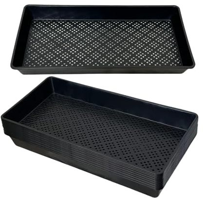 ILITING 1020 Mesh Tray Soil Blocking Tray 1020 Trays Seedling Starter Trays 10 Pack Black 10x21 Inches for Microgreens Hydroponic