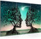 Runa Art Wandbilder Liebespaar Bild XXL Wohnzimmer Schlafzimmer Türkis Abstrakt Baum 120 x 80 cm 3 Teilig 044831a