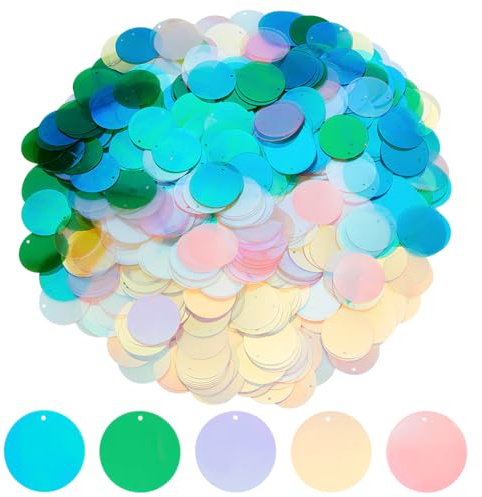 OLYCRAFT 750 Stück Lose Pailletten 30mm Flach Rund Große Pailletten Zum Basteln Schillernde PVC Paillette Verzierungspailletten Schillernde Pailletten Für DIY Nähen Stickerei Ornament Zubehör