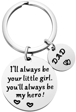 WATEFOER Vatertagsgeschenke von der Tochter, doppelseitiger Schlüsselanhänger I'll Always Be Your Little Girl, You Will Always Be My Hero für Papa Geburtstagsgeschenke