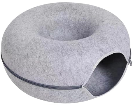 Jomewory Katzen-Donut-Bett, Katzenbett-Tunnel, Kratzfestes Katzenhöhlenbett, abnehmbare Donut-Tunnel | Gemütliche Katzenhöhlen mit ßverschluss, Katzentunnel, Spielzeug