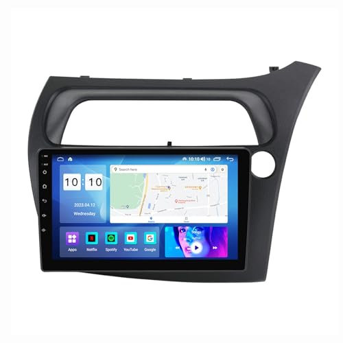 Android 12 Autoradio Mit Navi 2 Din 9 Zoll Touchscreen Autoradio Für Honda Civic 2006-2011 Mit Carplay Android Auto,mit RDS Bluetooth FM AM Lenkradsteuerung Rückfahrkamera ( Color : B , Size : M500 8+