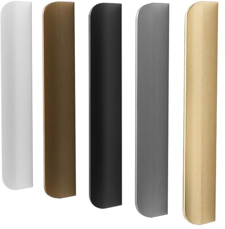 ZESLIV 4 Stück Versteckte Möbelgriffe, Unsichtbare Schrankgriffe aus Aluminium, Bohrlochabstand 256mm, Schwarz Küchengriffe Schubladengriff für Kleiderschrank Tür Schubladen