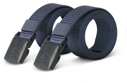 Bestlivings hemmy Canvas Unisex Stoffgürtel (2er Pack) 130cm x 3cm, Verstellbarer Arbeitsgürtel ohne Löcher - Kunststoffschnalle - Gürtel für Damen und Herren