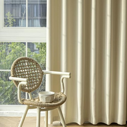 Ayoiow Verdunkelung Dachfenster, Thermovorhang Gegen Kälte Und Hitze Mit Ösen, Polyester Gardinen Vorhang Blickdicht 2 Stück, Creme, 132X214CM