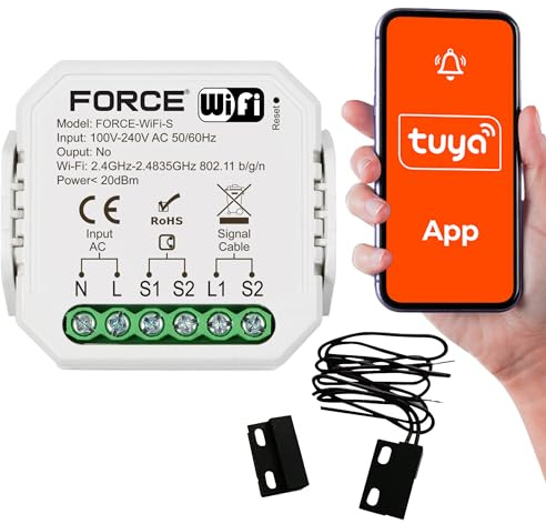 FORCE WLAN Garagentor Steuerung | WiFi Modul Torsteuerung | Gate Controller WLAN SmartLife oder Tuya Smart App |