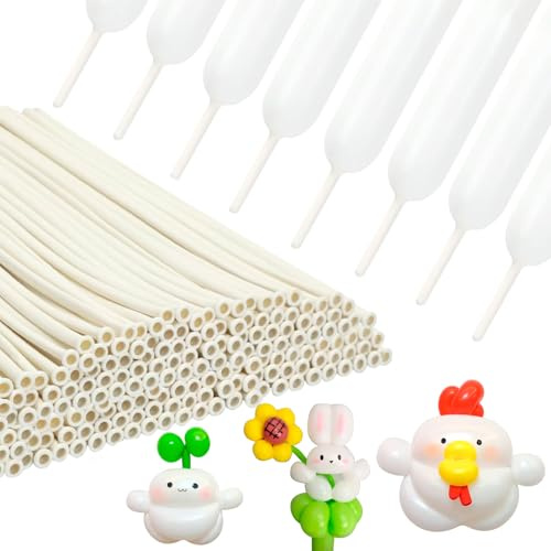 260 Long Balloons, 100pcs White Latex Twisting Balloons, Balloon Animals, Modeling, Garland, Birthday, Wedding and Party Decorations