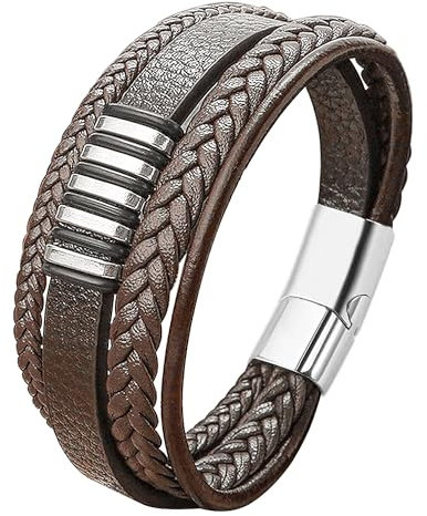 Mochity Armband Herren, Lederarmband Herren Schwarz, Kreuze Kreuz Viking Herrenarmband, Armbänder Armband Edelstahl Für Männer, Männer Geschenke (D1)