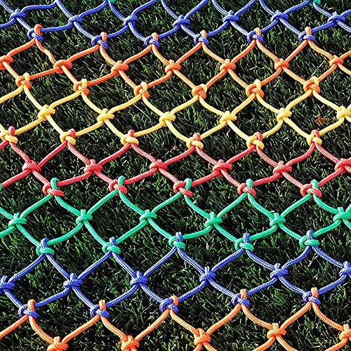 KXAOXGRC Heavy Duty Wall Safety Nets Climbing, Adjustable Climbing Cargo Net Outdoor Indoor Climbing Protective Nets Colorful Rope Ladder Net Fence Decor Mesh, Load 250kg,(2 * 2m(6.6 * 6.6ft))