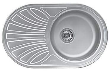 Lavello ovale incasso 1 vasca e gocciolatoio sinistro 78x48 cm - Smeg LMEL77S inox
