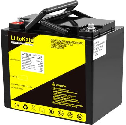 LiitoKala 12V 60Ah LiFePo4 Battery Lithium Iron Phosphate 12.8V LiFePo4 Rechargeable Battery for Outdoor Party Party Boat Motor Home Energy Storage Power Equipment Car Battery