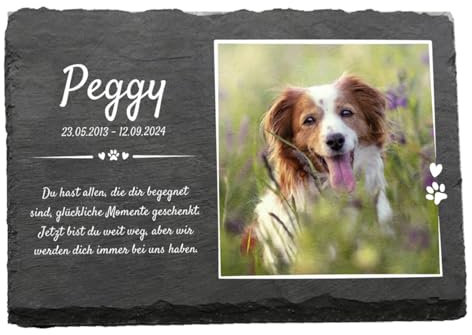 LASERO' Personalisierte Grabstein Hund Gedenkstein Katze - Grabplatte Mit Gravur Erinnerung Hund - Gedenktafel Katze (15 * 20cm)