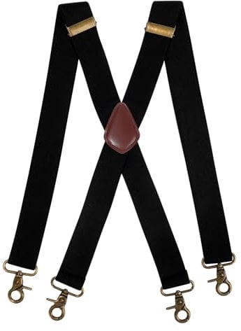 Risipu Hosenträger für Herren Elastisch X Style Einstellbar Hosenträger Extra Stark Breit 3,5 Cm mit Sehr Starken 4 Metall Clips Einheitsgröße für Männer und Damen (Schwarz)