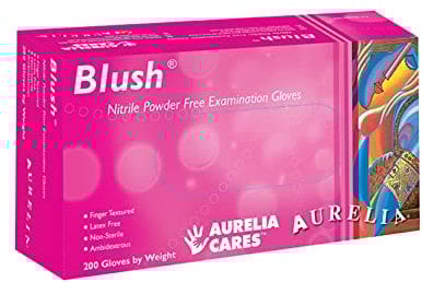 Blush 200 Nitrile Powder Free Textured Examination Gloves (Large)