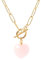 Houxq Gold Paperclip Toggle Necklace Natural Stone/Cubic Zirconia Pendant Paper Clip Chain Necklace Toggle Paperclip Jewelry for Women (Rose Quartz)
