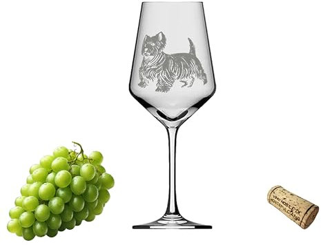 eXODA Weinglas West Highland Terrier Lasergravur für Kenner Füllmenge von 350 ml spülmaschinenfest Höhe 21 cm Durchmesser 8 cm ideal für Westi-Liebhaber und Inklusion