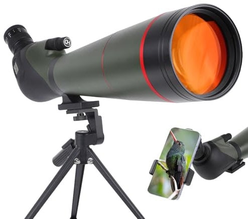 25-75x100 Spektive für Zielschießen - HD Spektiv mit Stativ Tragetasche & Smartphone Halterung - BAK4 Spektive für Vogelbeobachtung Jagd Wildtierbeobachtung (MY-GN0041G)