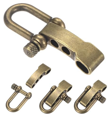 TIXIPEM Lot de 4 boucles de manille en paracorde – Archet en U réglable en métal pour bracelets de survie, ceinture et corde d'extérieur – [Tête ronde en bronze antique] Boucles d'ancrage à vis