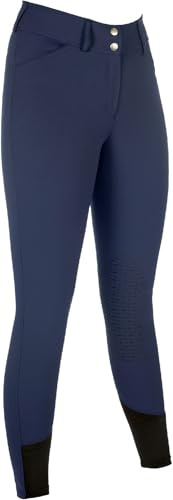 HKM Women's Tampa Silicone Knee Patch Riding Breeches, Deep Blue, 36