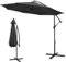 Ansobea Sombrilla de 300 cm/350 cm, pantalla LED solar con manivela, aluminio con interruptor de encendido/apagado, sombrilla de jardín, protección UV y resistente al agua, sombrilla con soporte, Sin