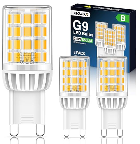 QOJUX G9 LED Lampen Warmweiß, 3.5W 650LM Energieeffizienz der Klasse B, Ersatz für 30W 40W 50W Halogenlampe, G9 LED Glühbirne Leuchtmittel, Nicht dimmbar, Kein Flimmern, AC 220-240V, 3 Stück