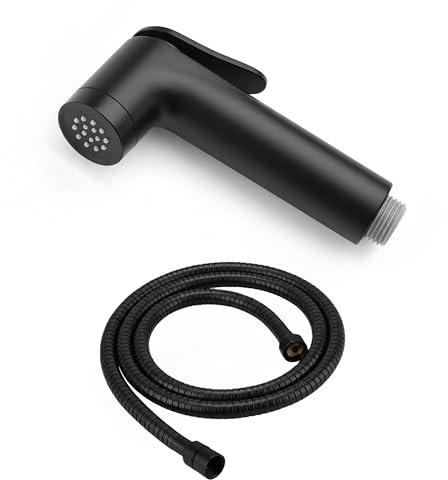 NatureSculpt Mobiler Duschkopf für Camping mit 1,5 m Schlauch, Verstellbare Wasserzufuhr, Für Wohnmobil, Vanlife & Outdoor Waschbecken, Kompakt, Tragbar, Robustes ABS (Schwarz Matt)