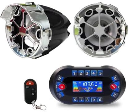 Luobannm Altoparlante Bluetooth per Motocicletta con Amplificatore USB, Antifurto e Radio FM Stereo, Altoparlante Potente Nero.