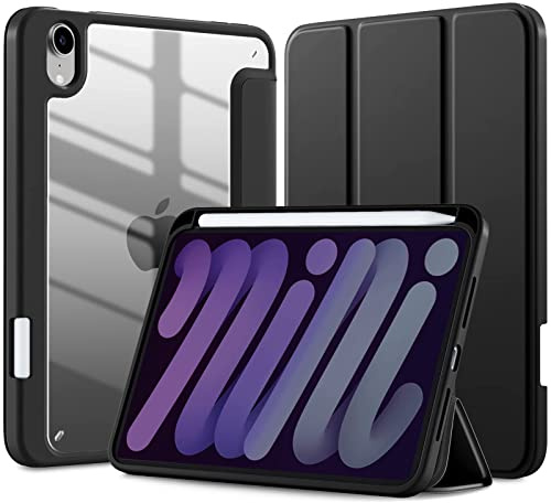 TXWLLIU Custodia per iPad Mini 7 (A17 Pro) 2024/Mini 6 2021 8,3 Pollici con Portapenne, Custodia Protettiva Ultra Sottile e Leggera, Sospensione/Riattivazione Automatica, Nero