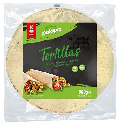 Palapa Maistortilla | Große glutenfreie Tortillas aus Mais | Ideal für Burritos, Quesadillas & Tacos | Authentischer mexikanischer Geschmack | 18 Stück | 20 cm