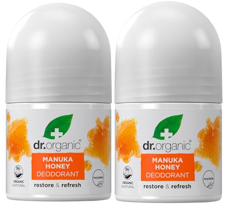 Dr Organic - Manuka Honey Deodorant - Aluminium Free - Soothing, Nourishing & Hydrating - Vegan, Cruelty, Paraben & SLS Free - 50ml - 2 Pack