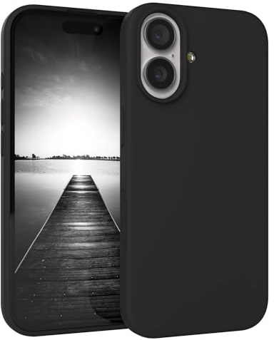 EAZY CASE Premium Silikon Hülle für iPhone 17 - Handyhülle, Stoßfest, Schutzhülle mit Kameraschutz, Kratzfester weicher Mikrofaser-Innenfutter, Slim Liquid Silikon Cover Case Bumper - Schwarz