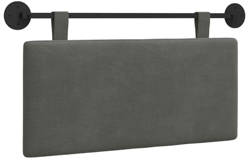 vidaXL Hängendes Kopfteil Cordstoff, Moderner rechteckiger Wand-Kopfteil, weich gepolstert, verstellbare Rückenlehne, platzsparender Bett-Zubehör