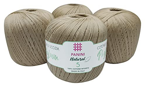 Panini Tessuti Phylum Titolo 5 confezione da n.4 Gomitoli da 100 gr cad. di Filo da Ricamo per Uncinetto in 100% Cotone ritorto Made in Italy