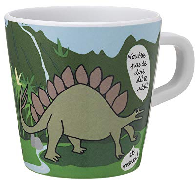Petit Jour Paris DI913L Tasse, Motiv: Dinosaurier, Steegosaurier und Tyrannosaure