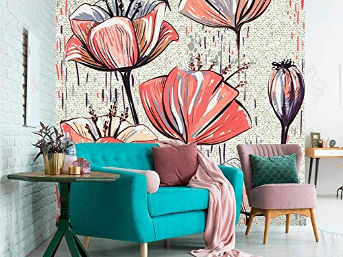 Oedim Fotomural Vinilo para Pared Flores con Puntos | Fotomural para Paredes | Mural | Fotomural Vinilo Decorativo | 400 x 300 cm | Decoración comedores, Salones, Habitaciones