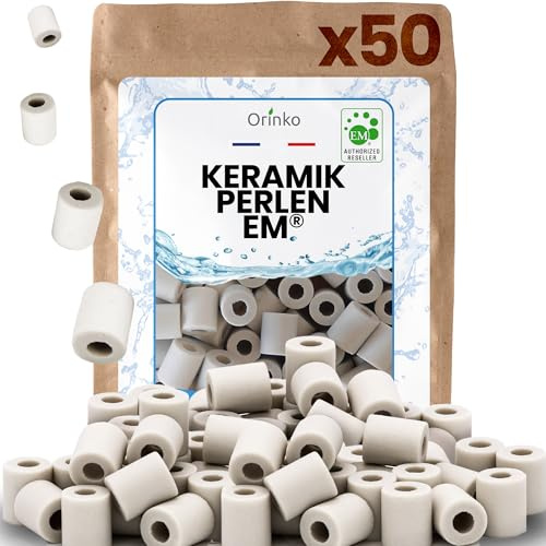 ORINKO® Perlas de Cerámica EM Grises x50 - Pastillas Naturales para Reducir Cal en el Agua - Cerámica Mineral para Jarras y Botellas Filtrantes - Alternativa Sostenible sin Plástico