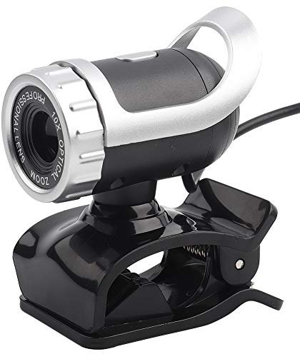 HD Cámara Web USB 2.0 de PC, Webcam Portátil con Micrófono Incorporado de Alta Sensibilidad, Balance de Blancos Automático y Corrección Automática, Webcam Giratoria de 360º para Videollamadas(plata)