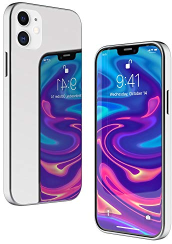 NALIA Spiegel Hartglas Hülle kompatibel mit iPhone 12 Mini, Mirror Hard-Case 9H Tempered Glass Cover & Silikon Bumper, Kratzfeste Handyhülle Schutzhülle Backcover Etui Handy-Tasche Dünn - Silber