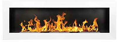 Bio Ethanol Fire BioFire Fireplace Modern 1200 x 400 White Wall - Mounted Alcohol Fireplace