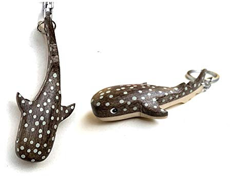 JA Horse handgemachte hölzerne Schlüsselanhänger Anhänger Dekor Meereslebewesen Segeln Hai Delfin Pinguin Meeresschildkröte (41 Hai - Walhai)