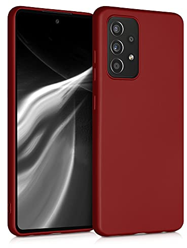 kwmobile Handyhülle für Samsung Galaxy A52 / A52 5G / A52s 5G Hülle - Silikon Case metallisch schimmernd - Schutzhülle Cover - Metallic Dunkelrot
