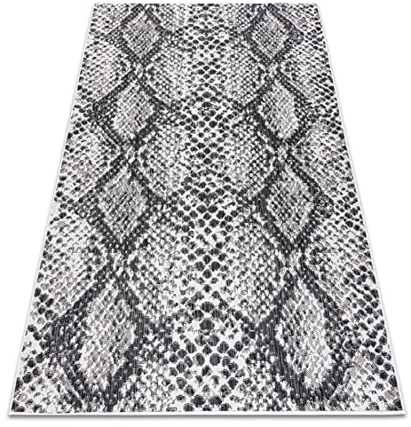 rugsx Teppich SISAL SION innen & außen, flach gewebt, für Zimmer, Küche, Terrasse und Balkon, Schlangenhaut Flach gewebt Ecru/schwarz 120x170 cm