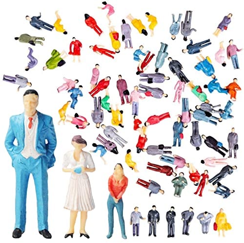 XSHAO 150 Stück H0 Figuren, Simulation Gemaltes Miniaturfiguren Menschen für Miniatur Szenen Zug Sandtisch Modelleisenbahn und Fotogafieren (3 MaßStab 1:75, 1:100, 1:150)