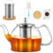 PluieSoleil Glass Teapot 850ML with Filter Gas Stove, Heat-Resistant Borosilicate Strainer for Loose Leaf Floral Tea