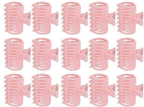 Yosoo Health Gear Hot Roller Clips, 15pcs Plastic Hair Curler Claw Clips, Pink