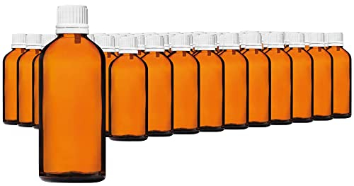HandsUnity 100ml-70 pcs Frasco Gotero -Pequeño Frasco Ámbar con Tapón Gotero de Cristal Blanco Set Marrón incluye 5 Accesorios