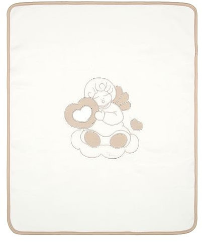 THUN, Copertina Decorata con Angelo in 100% Poliestere, Coperta Neonato, Linea Baby, 90x72 cm